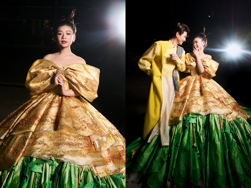 Minh Vy khoe thần thái cực sang, catwalk chuyên nghiệp khi diện váy khủng 3000m vải